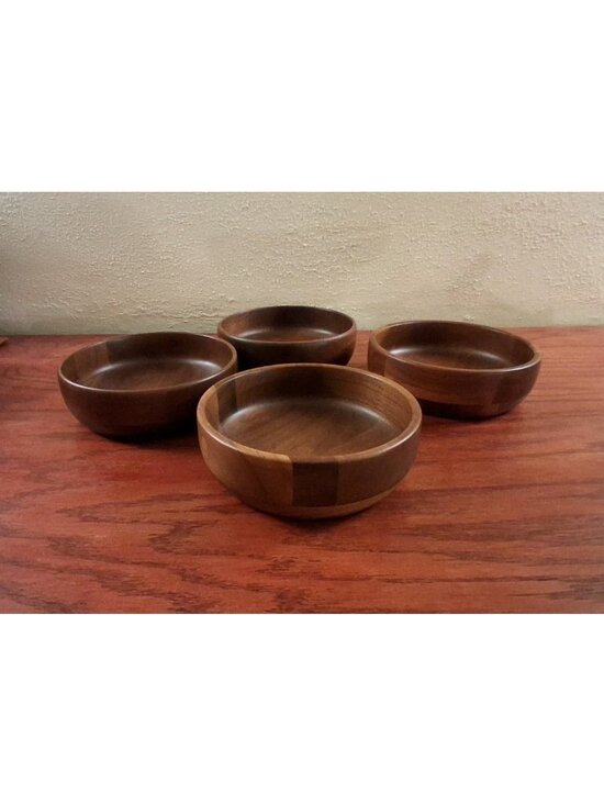 Kustom Kraft Other - Mid Century Modern Black Walnut Wood Salad Bowls Set 4 MCM Vintage Kustom Kraft